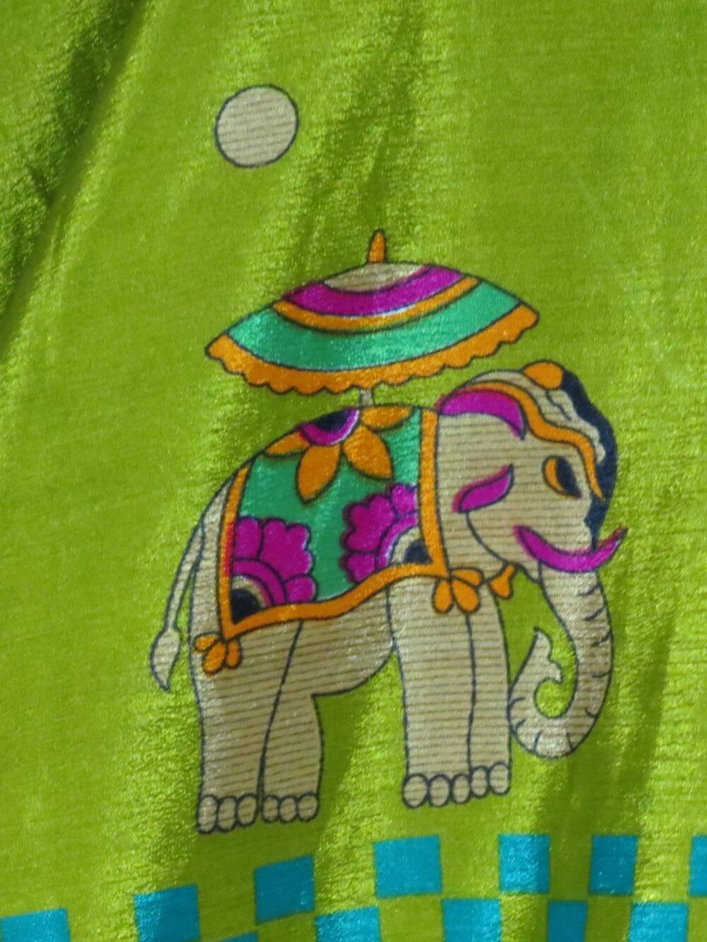Darn Good Yarn Sari Silk Wrap Skirt Goddess 14-32 Mini Reversible Elephants!